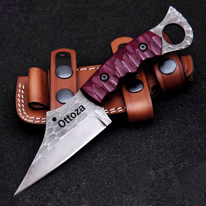 Ottoza Handmade 1095 Carbon Steel Hunting Knife & Micarta Handle No:388