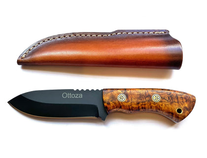 Ottoza Handmade Small Bushcraft / Hunting Knife & Gum Wood Handle No:367