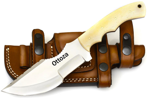 Ottoza Handmade D2 Steel Tracker Knife with Bone Handle No:371