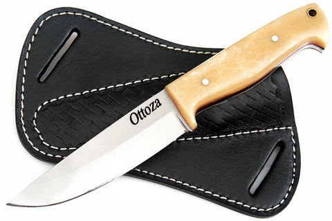 Ottoza 1095 High Carbon Steel Bushcraft Knife & Bone Handle No:391