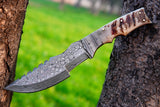 Ottoza Handmade Damascus Tracker Knife with Ram Horn Handle No:262