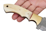 Ottoza Handmade Damascus Tracker Knife with Bone Handle No:115