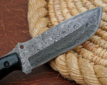 Ottoza Handmade Damascus Hunting Knife & Cow Horn Handle No:359