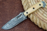 Ottoza Handmade Damascus Hunting Knife & Bone Handle No:325