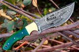 Ottoza Handmade Damascus Tracker Knife with Green Bone Handle No:196