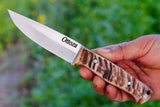 Ottoza 1095 High Carbon Steel Bushcraft Knife & Ram Horn Handle No:398