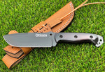 Ottoza Handmade 1095 Carbon Steel Hunting Knife & Black-Red Micarta Handle No:357