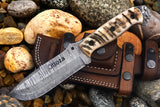 Ottoza Handmade Damascus Hunting Knife & Ram Horn Handle No:308